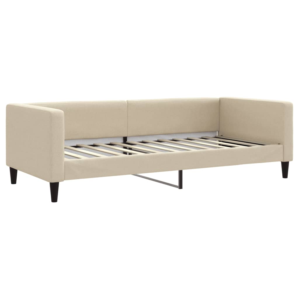Dnevni krevet na razvlačenje s ladicama krem 90x200 cm tkanina