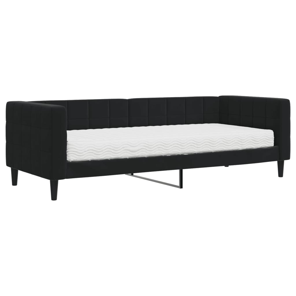Dnevni krevet s madracem crni 80 x 200 cm baršunasti