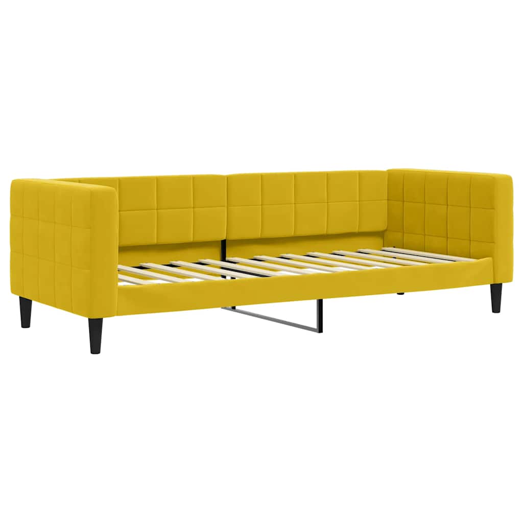 Dnevni krevet s madracem žuti 80 x 200 cm baršunasti
