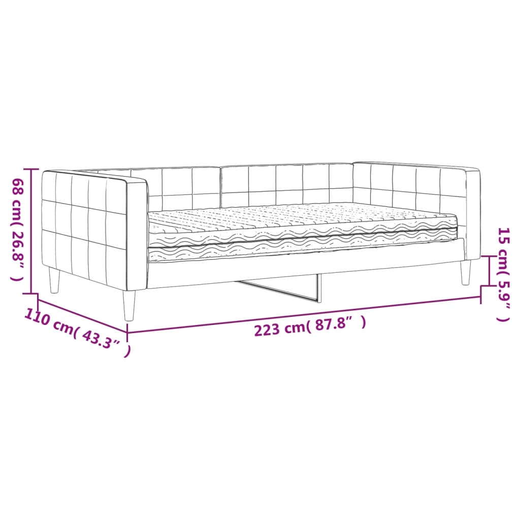Dnevni krevet s madracem ružičasti 100 x 200 cm baršunasti