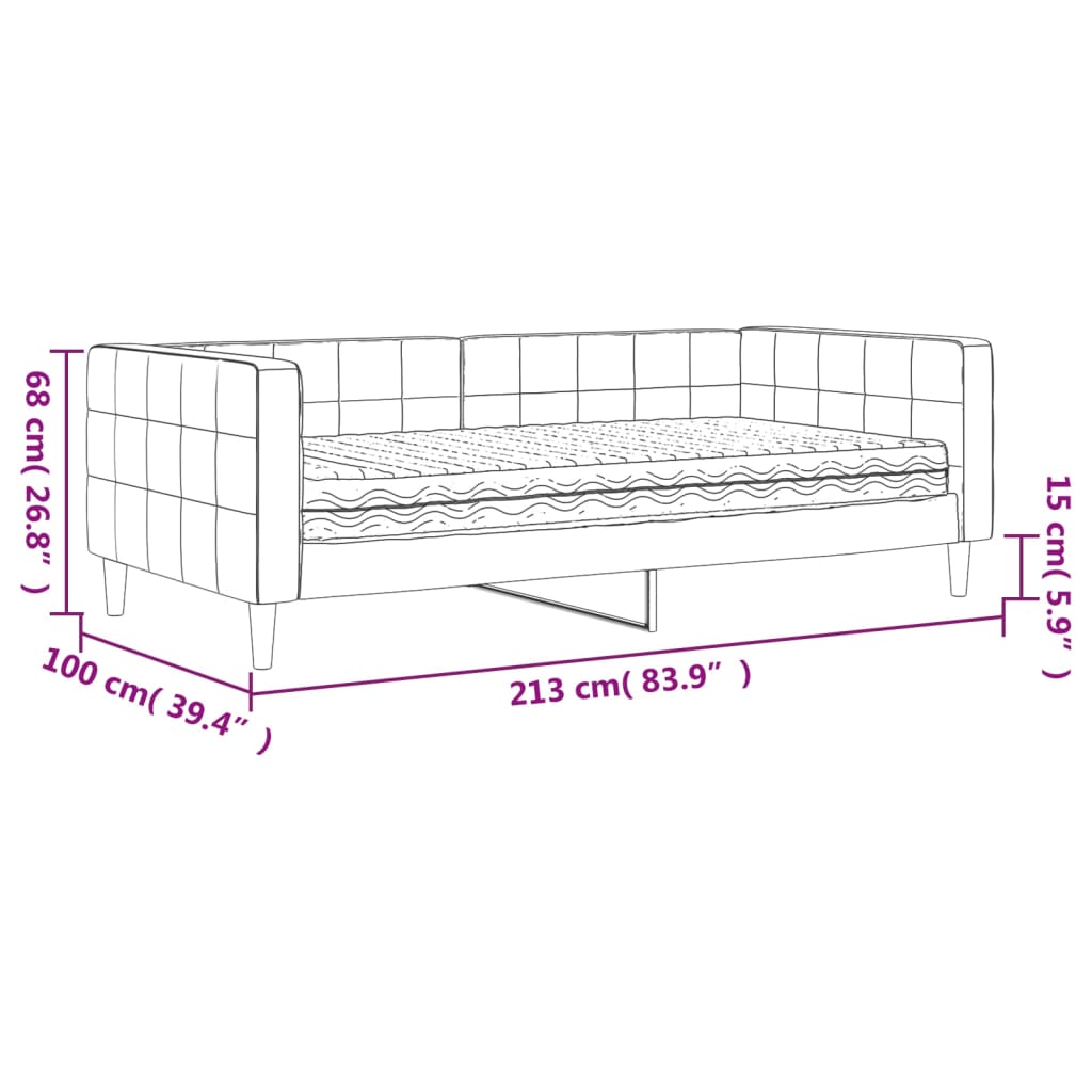 Dnevni krevet s madracem svjetlosivi 90 x 190 cm baršunasti