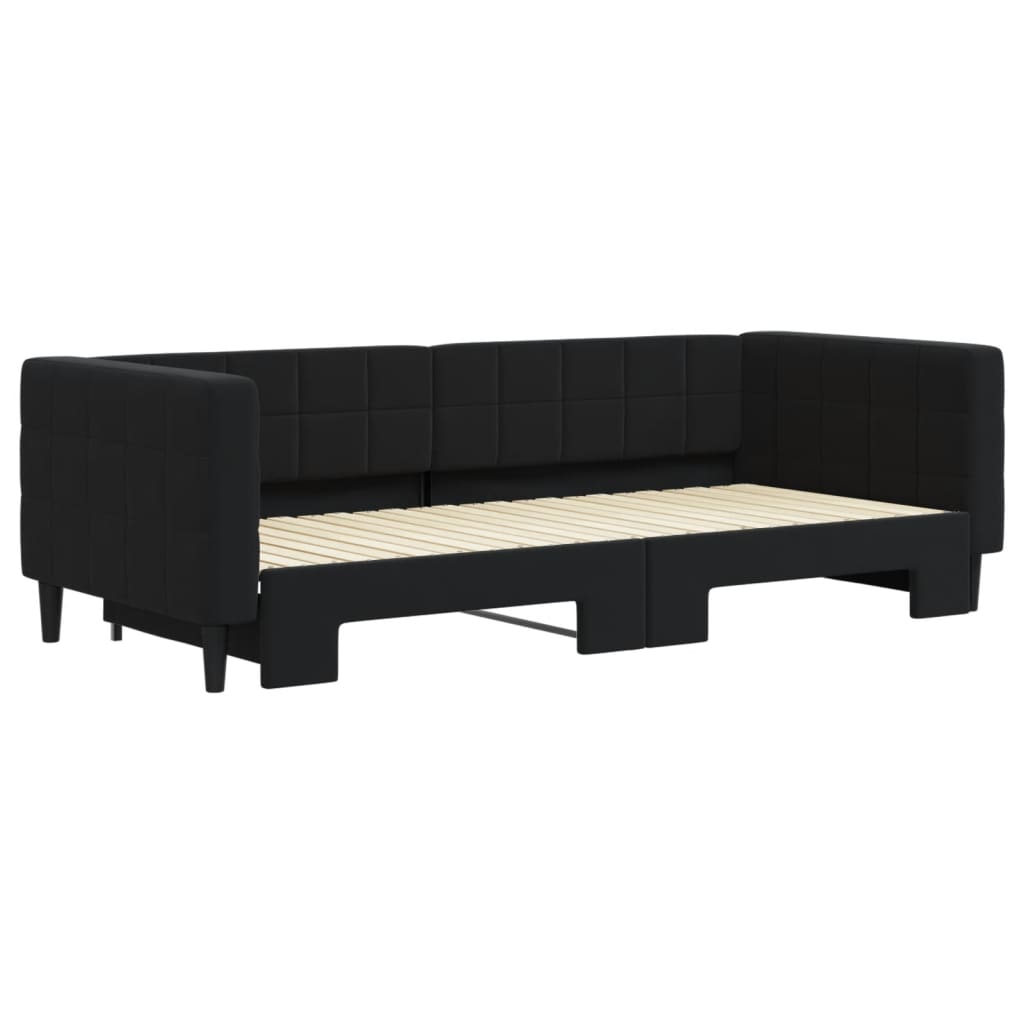 Dnevni krevet na razvlačenje crni 90 x 200 cm baršunasti