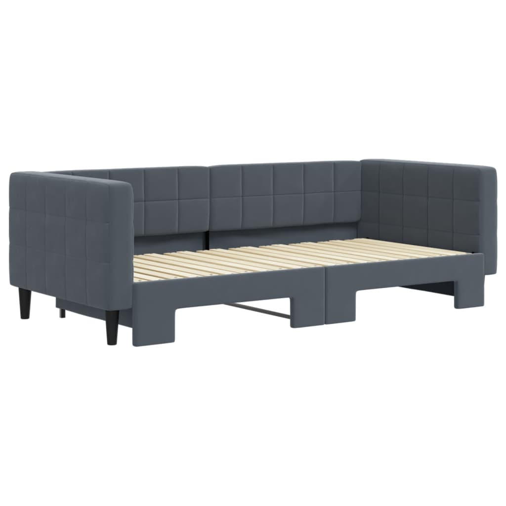 Dnevni krevet s pomoćnim ležajem bez madraca tamno siva 90x190 cm
