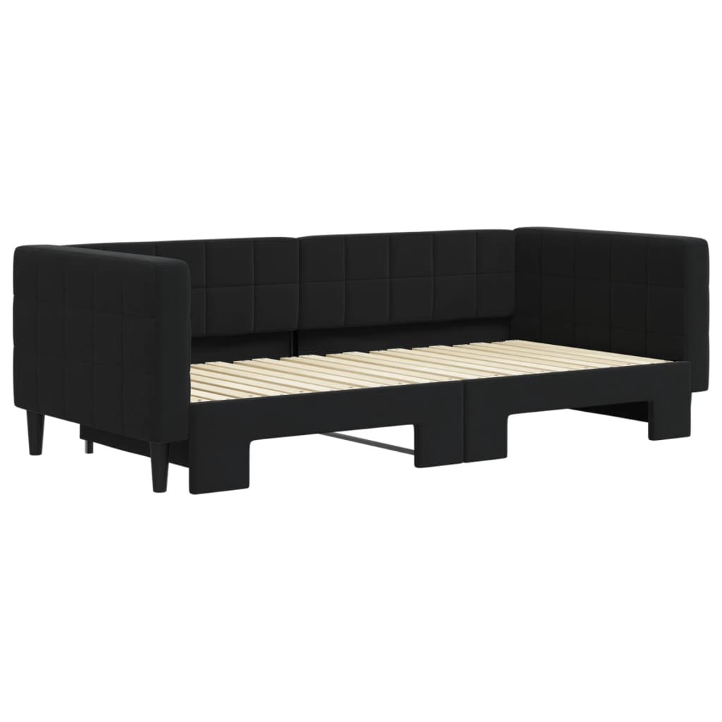 Dnevni krevet na razvlačenje crni 90 x 190 cm baršunasti