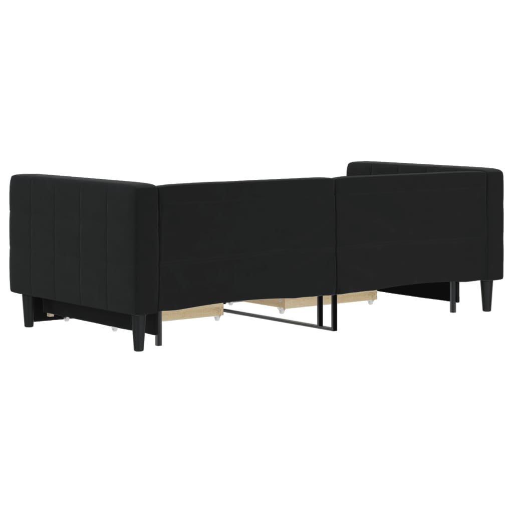 Dnevni krevet na razvlačenje s ladicama crni 90 x 190 cm baršun