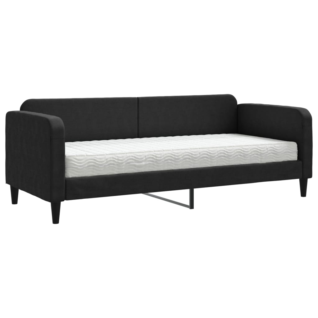Dnevni krevet s madracem crni 80 x 200 cm od tkanine