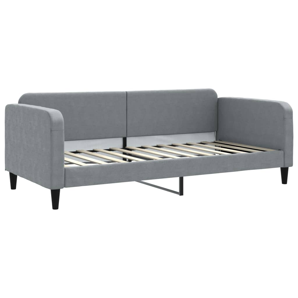 Dnevni krevet s madracem svjetlosivi 90 x 200 cm od tkanine
