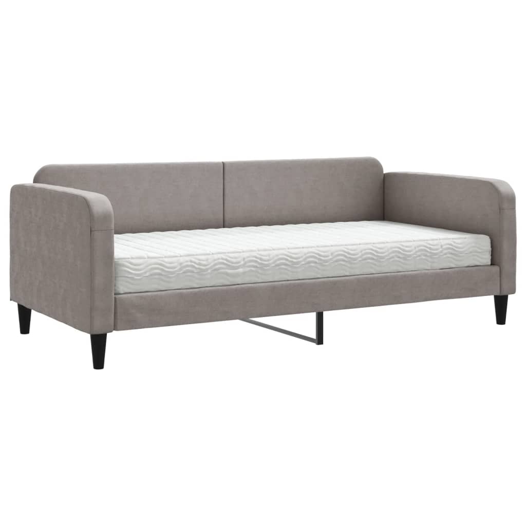 Dnevni krevet s madracem smeđesivi 90 x 200 cm od tkanine
