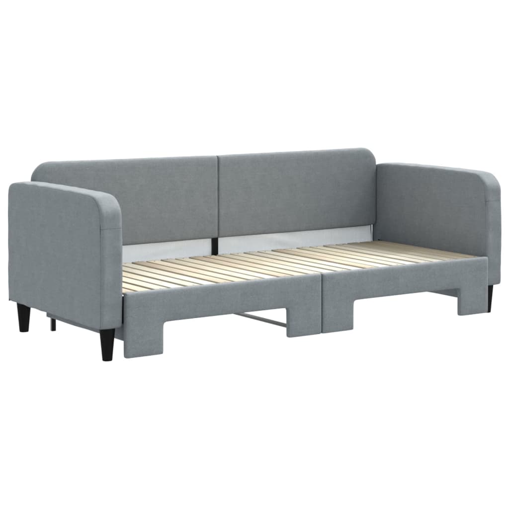 Dnevni krevet na razvlačenje svjetlosivi 80 x 200 cm od tkanine