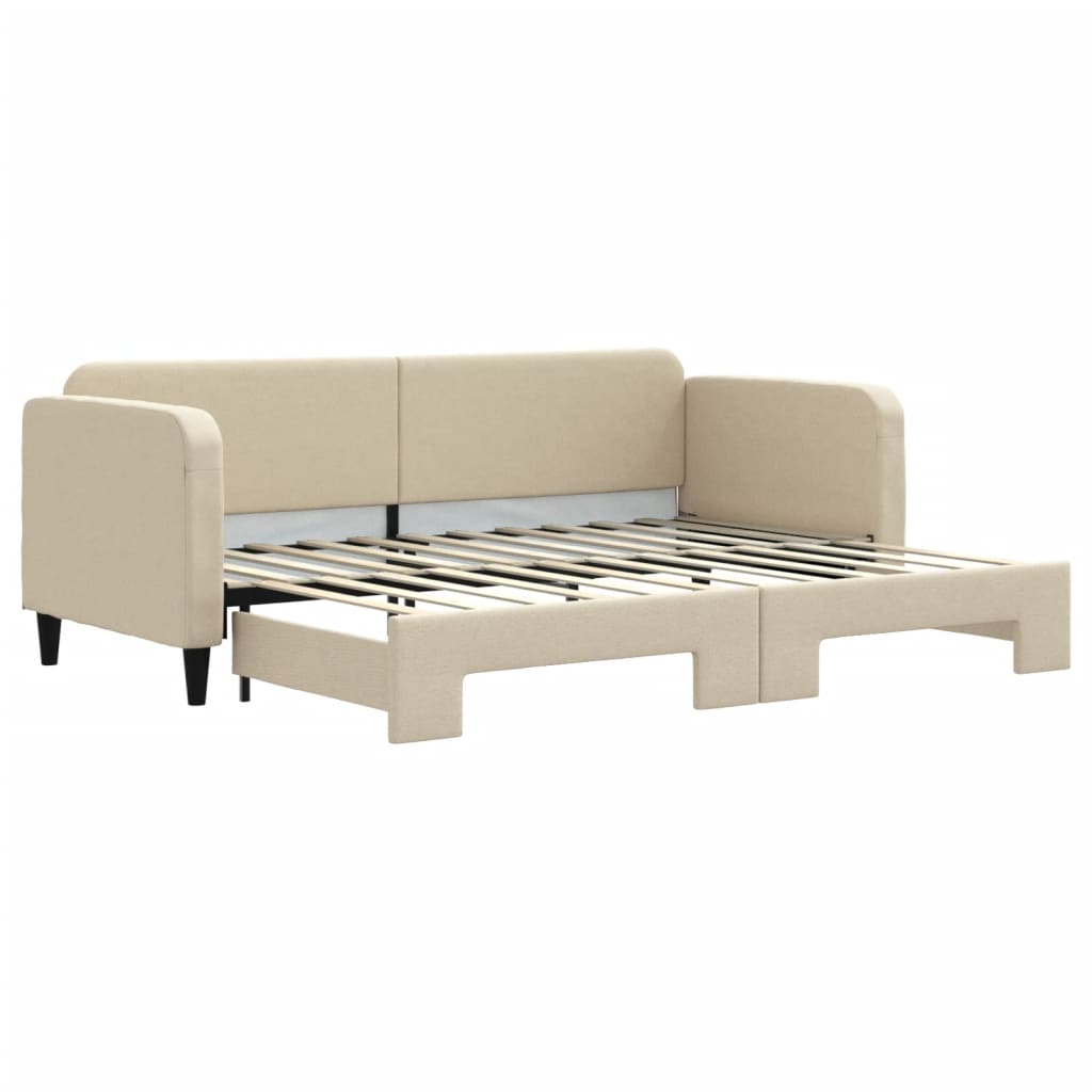 Dnevni krevet na razvlačenje krem 80 x 200 cm od tkanine
