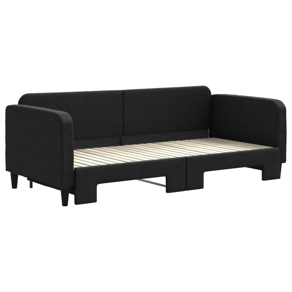 Dnevni krevet na razvlačenje crni 90 x 200 cm od tkanine