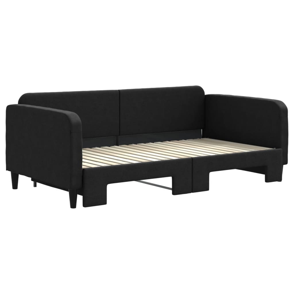 Dnevni krevet na razvlačenje crni 90 x 190 cm od tkanine