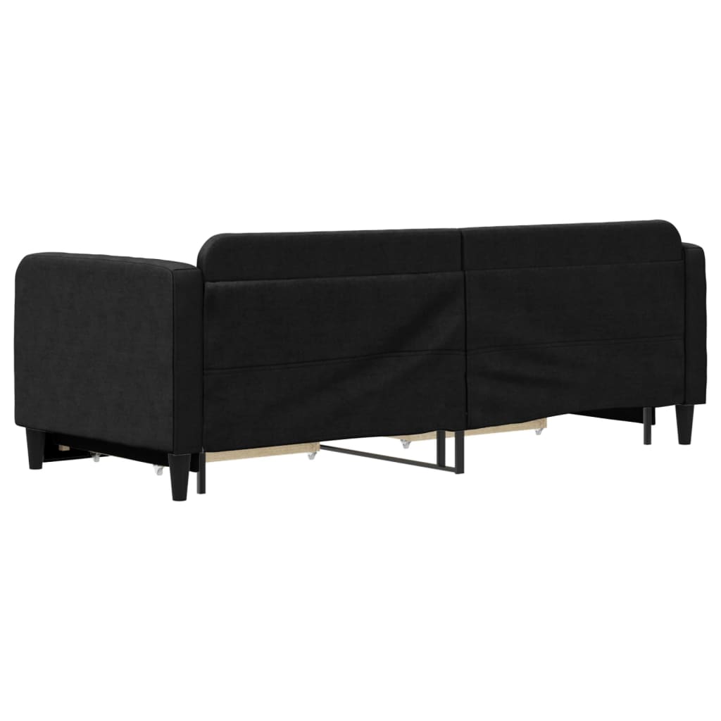 Dnevni krevet na razvlačenje s ladicama crni 80x200 cm tkanina