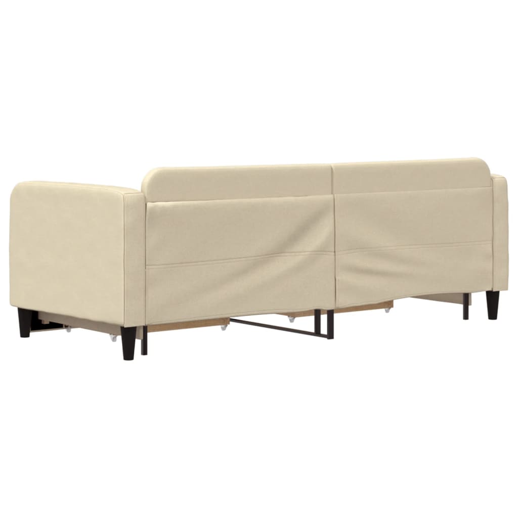 Dnevni krevet na razvlačenje s ladicama krem 80x200 cm tkanina