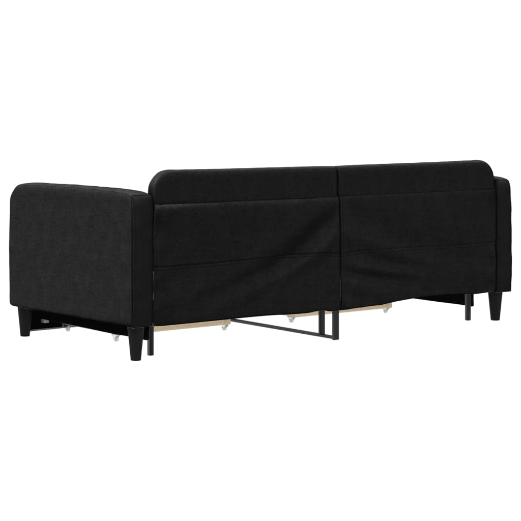 Dnevni krevet na razvlačenje s ladicama crni 90x200 cm tkanina