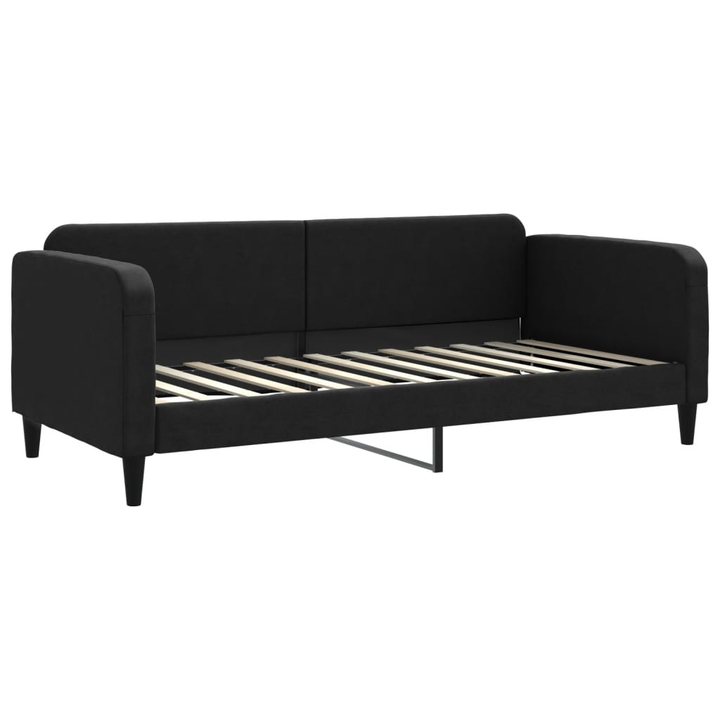 Dnevni krevet na razvlačenje s ladicama crni 90x200 cm tkanina