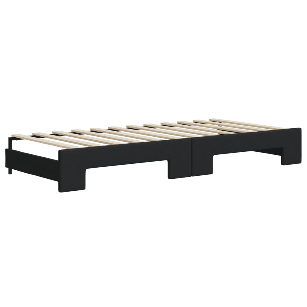 Dnevni krevet na razvlačenje s ladicama crni 100x200 cm tkanina