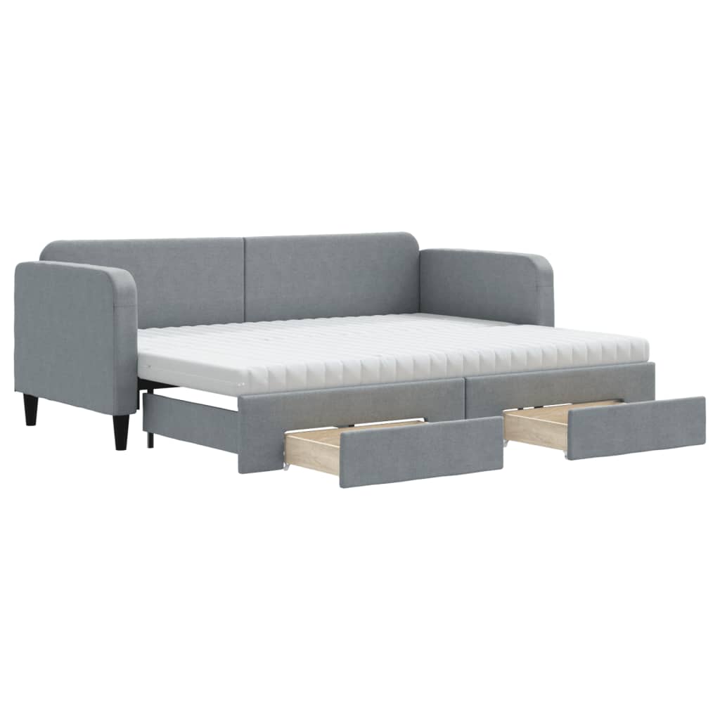 Dnevni krevet na razvlačenje svjetlosivi 80 x 200 cm od tkanine