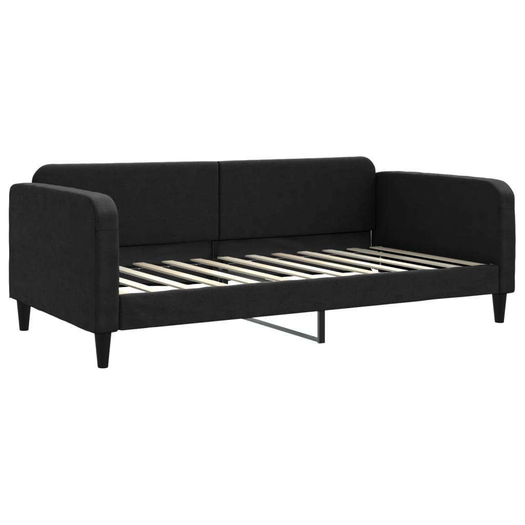 Dnevni krevet na razvlačenje s ladicama crni 100x200 cm tkanina
