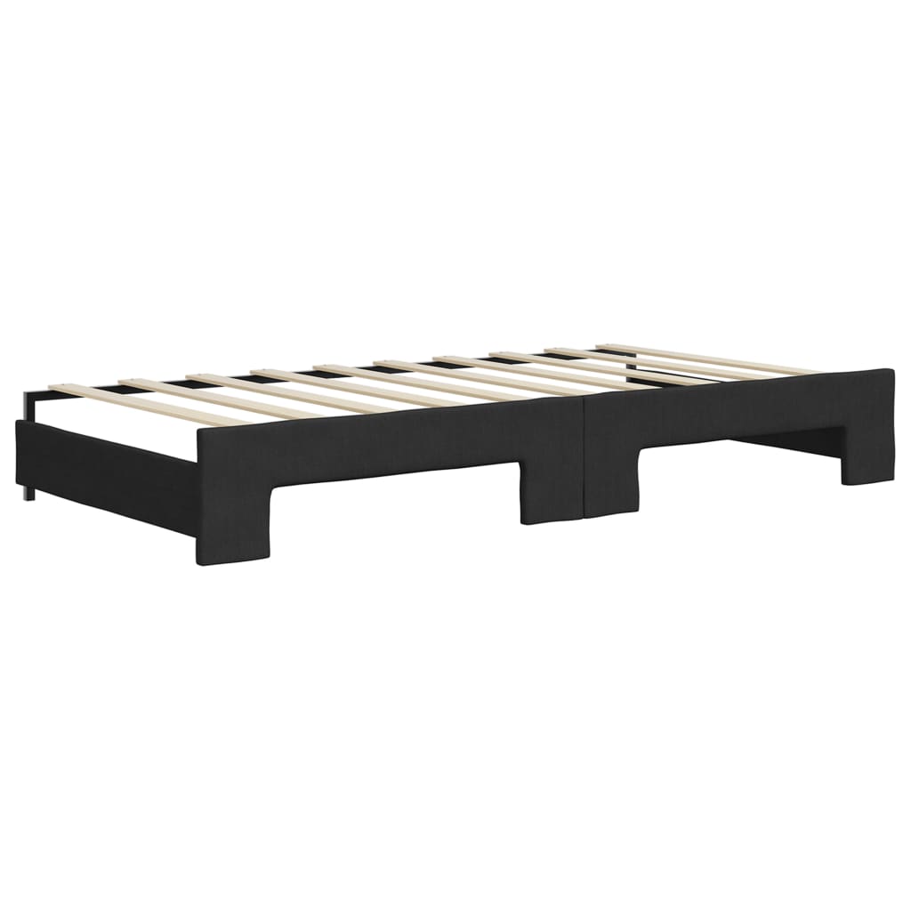 Dnevni krevet na razvlačenje s ladicama crni 90x190 cm tkanina
