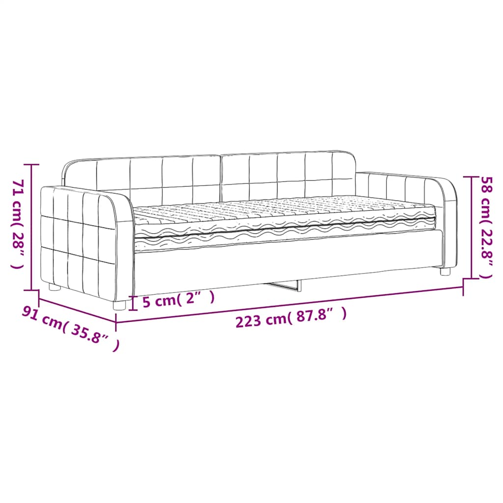 Dnevni krevet s madracem plavi 80 x 200 cm baršunasti