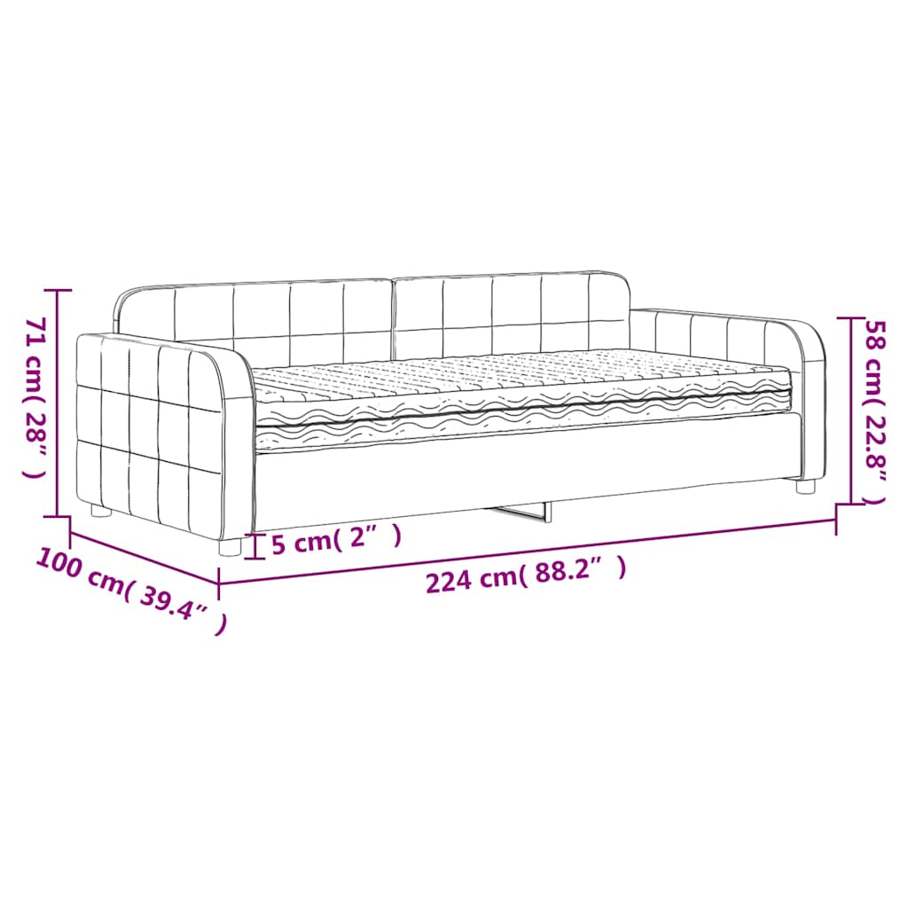 Dnevni krevet s madracem plavi 90 x 200 cm baršunasti