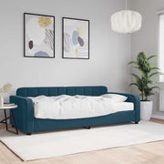 Dnevni krevet s madracem plavi 90 x 200 cm baršunasti
