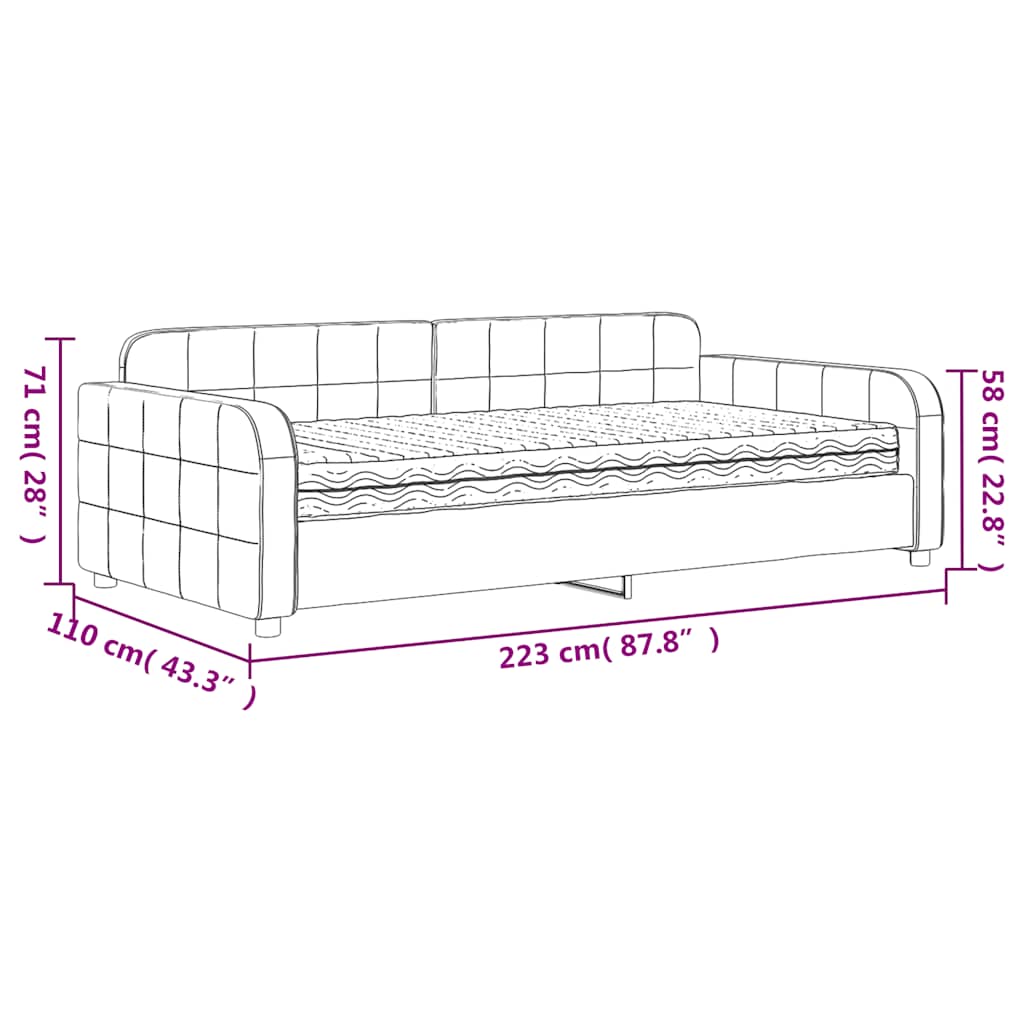 Dnevni krevet s madracem tamnozeleni 100 x 200 cm baršunasti