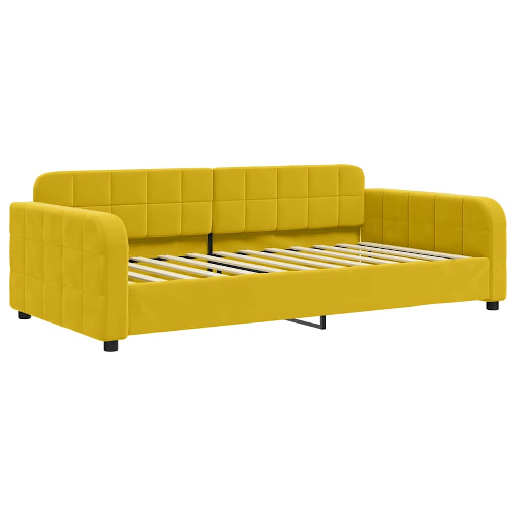 Dnevni krevet s madracem žuti 100 x 200 cm baršunasti