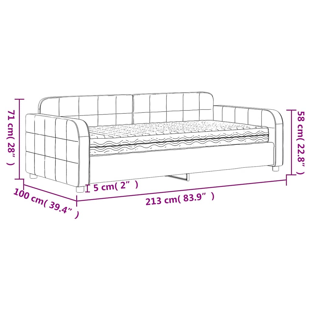 Dnevni krevet s madracem tamno sivi 90x190 cm baršun