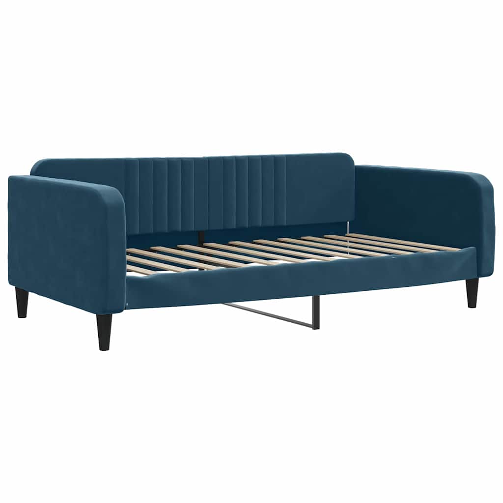 Dnevni krevet s madracem plavi 100 x 200 cm baršunasti