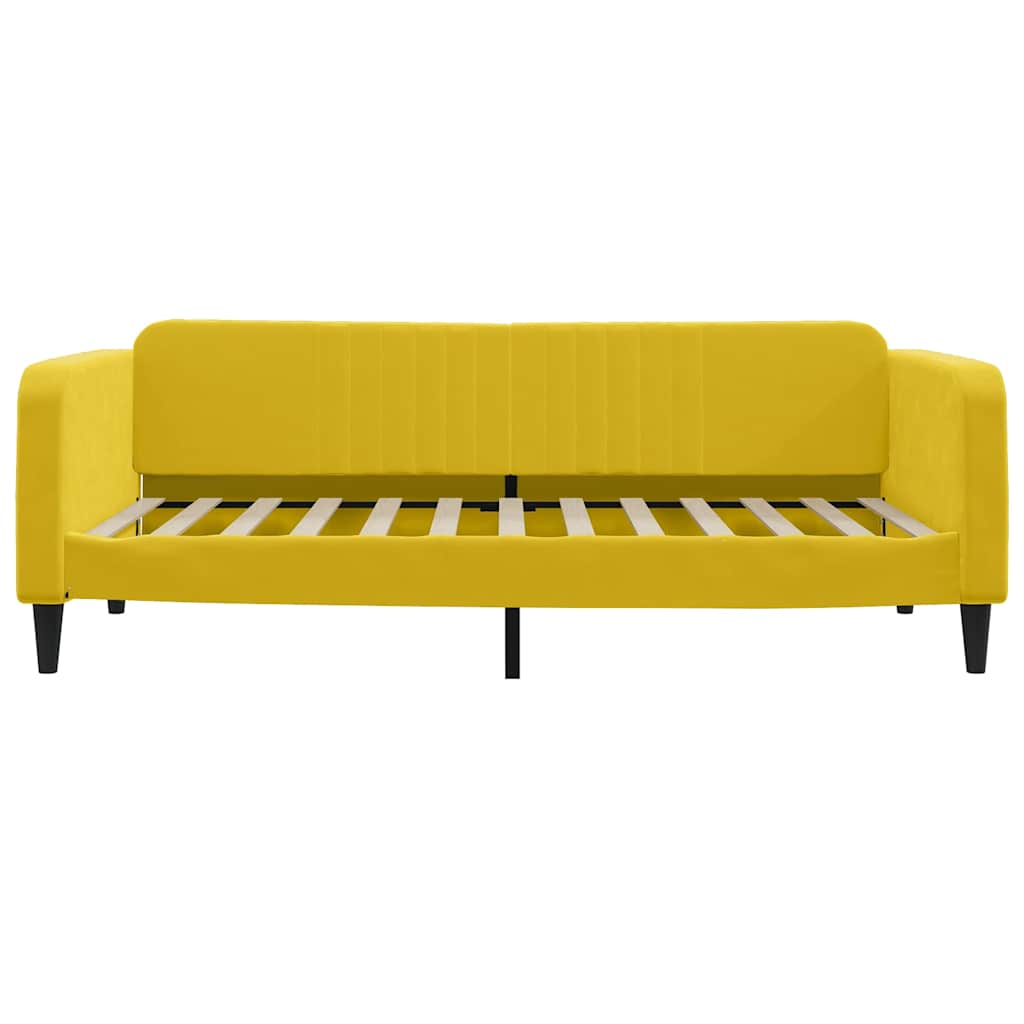 Dnevni krevet s madracem žuti 100 x 200 cm baršunasti