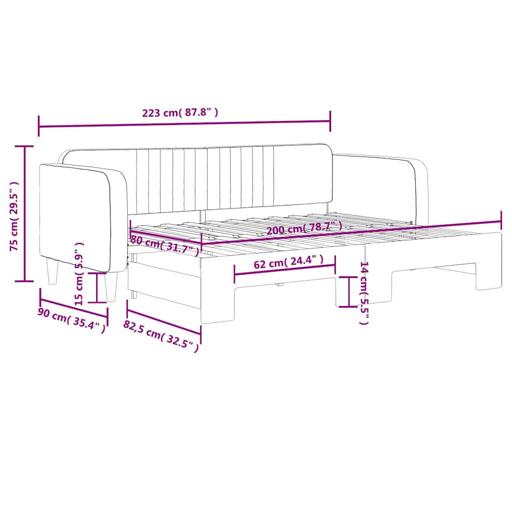 Dnevni krevet na razvlačenje plavi 80 x 200 cm baršunasti
