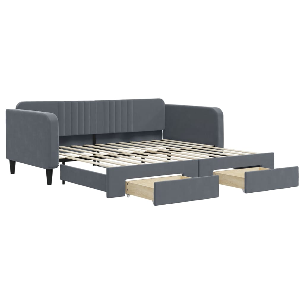 Dnevni krevet na razvlačenje i ladice tamnosivi 100 x 200 cm