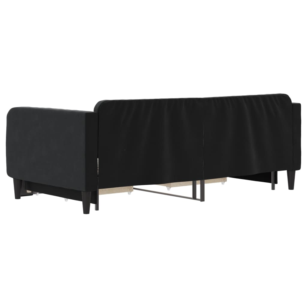Dnevni krevet na razvlačenje s ladicama crni 90 x 190 cm baršun