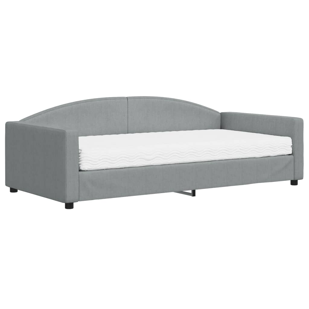 Dnevni krevet s madracem svjetlosivi 100 x 200 cm od tkanine