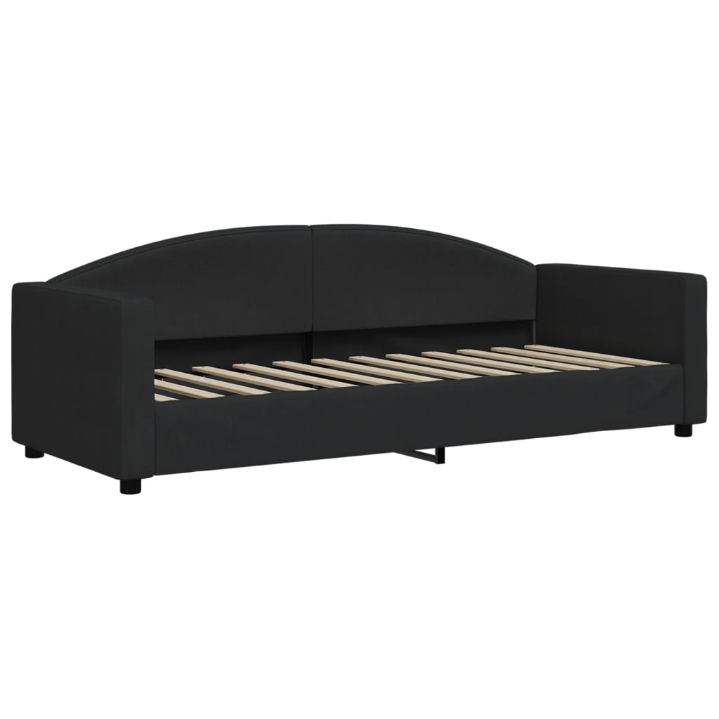 Dnevni krevet na razvlačenje s ladicama crni 80x200 cm tkanina