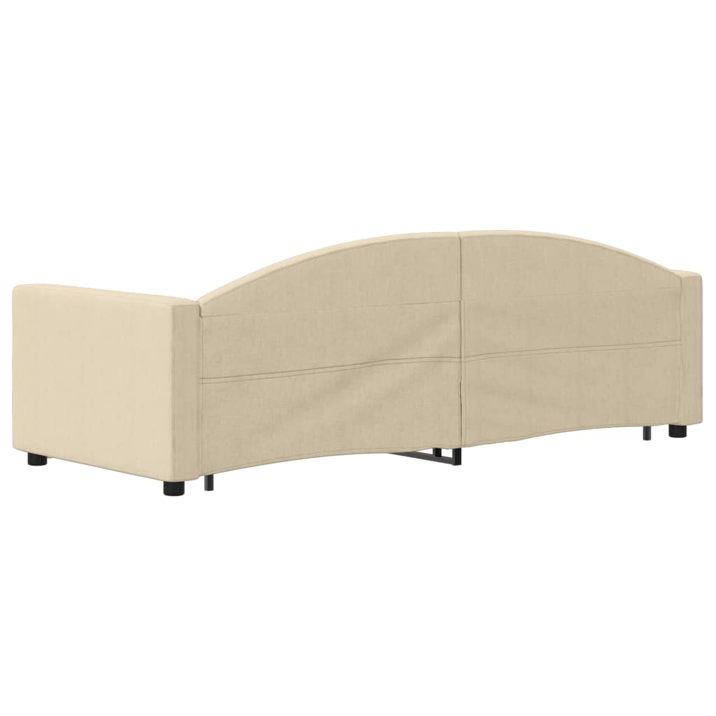 Dnevni krevet na razvlačenje s ladicama krem 80x200 cm tkanina