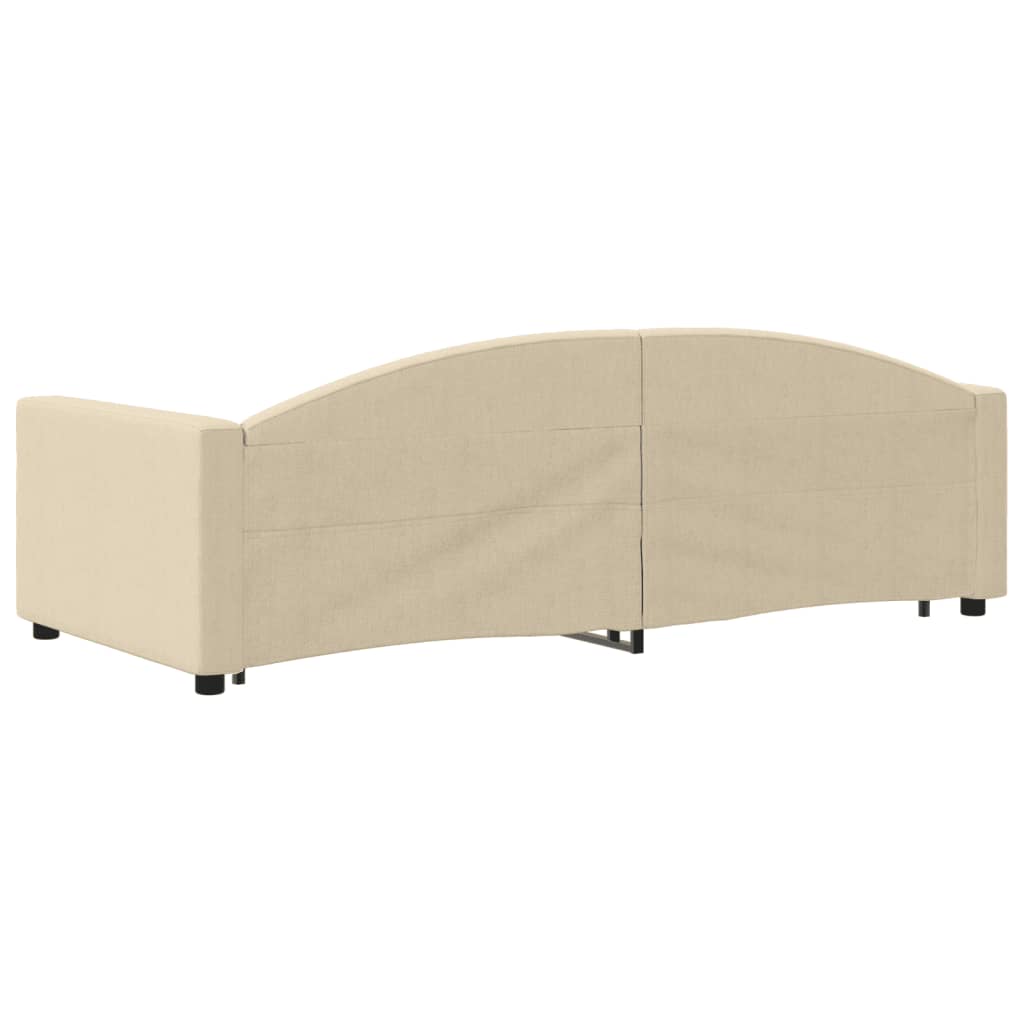 Dnevni krevet na razvlačenje s ladicama krem 90x200 cm tkanina