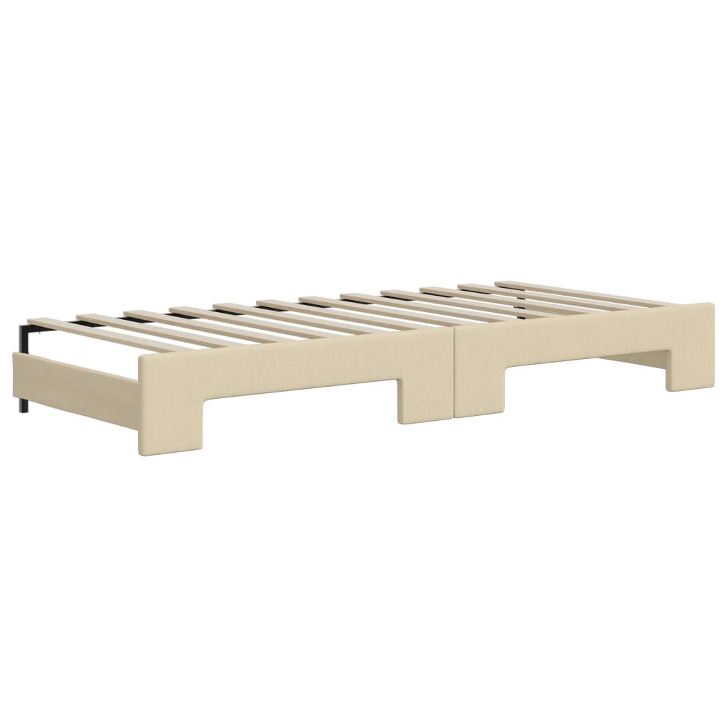 Dnevni krevet na razvlačenje s ladicama krem 100x200 cm tkanina