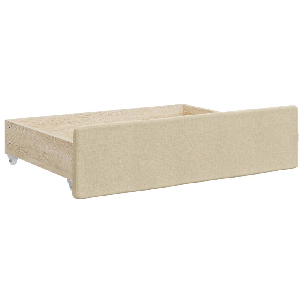 Dnevni krevet na razvlačenje s ladicama krem 100x200 cm tkanina