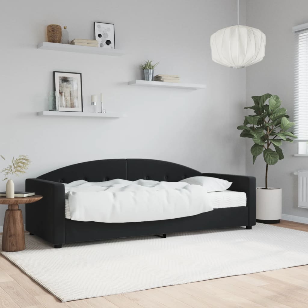 Dnevni krevet s madracem crni 80 x 200 cm baršunasti