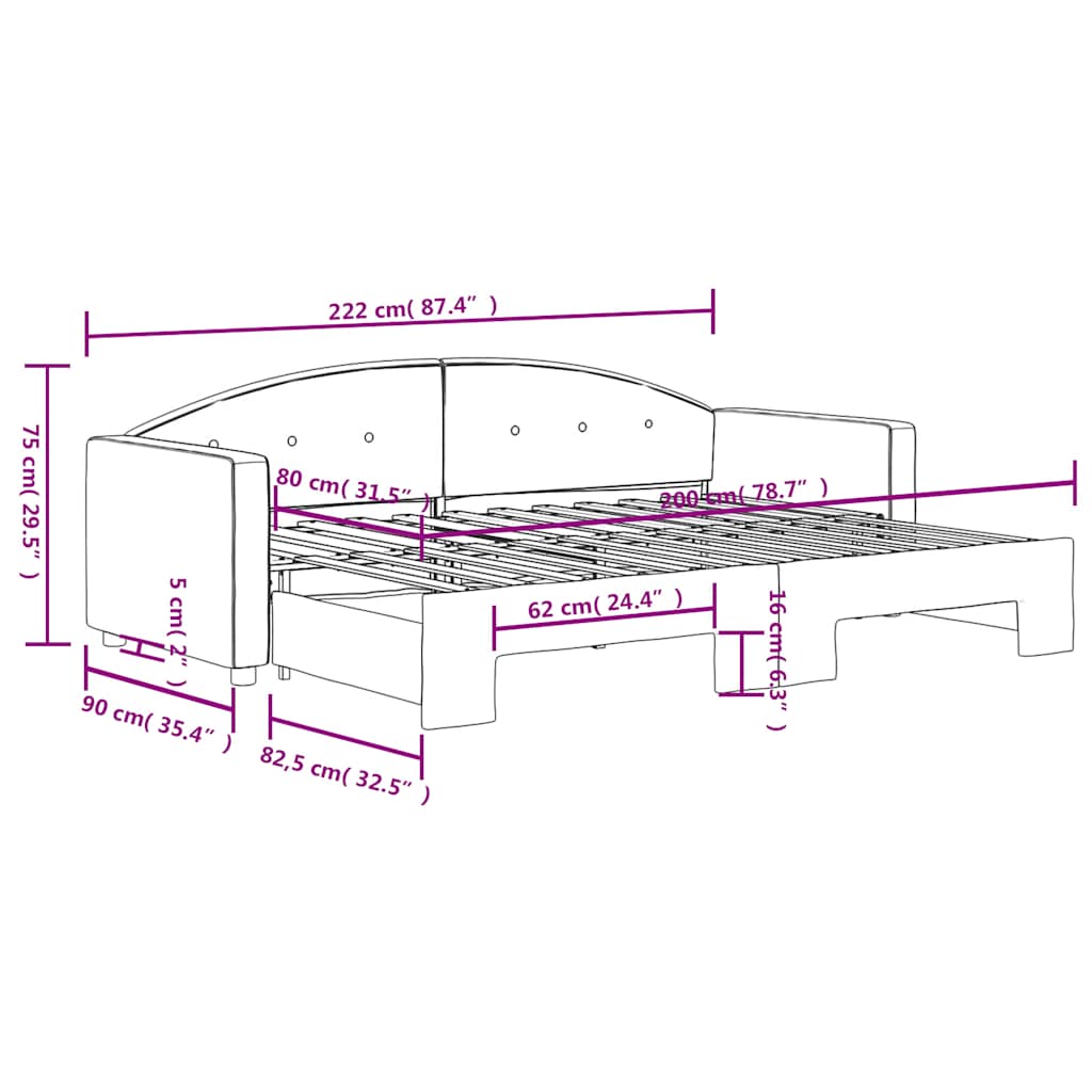 Dnevni krevet na razvlačenje tamnozeleni 80 x 200 cm baršunasti