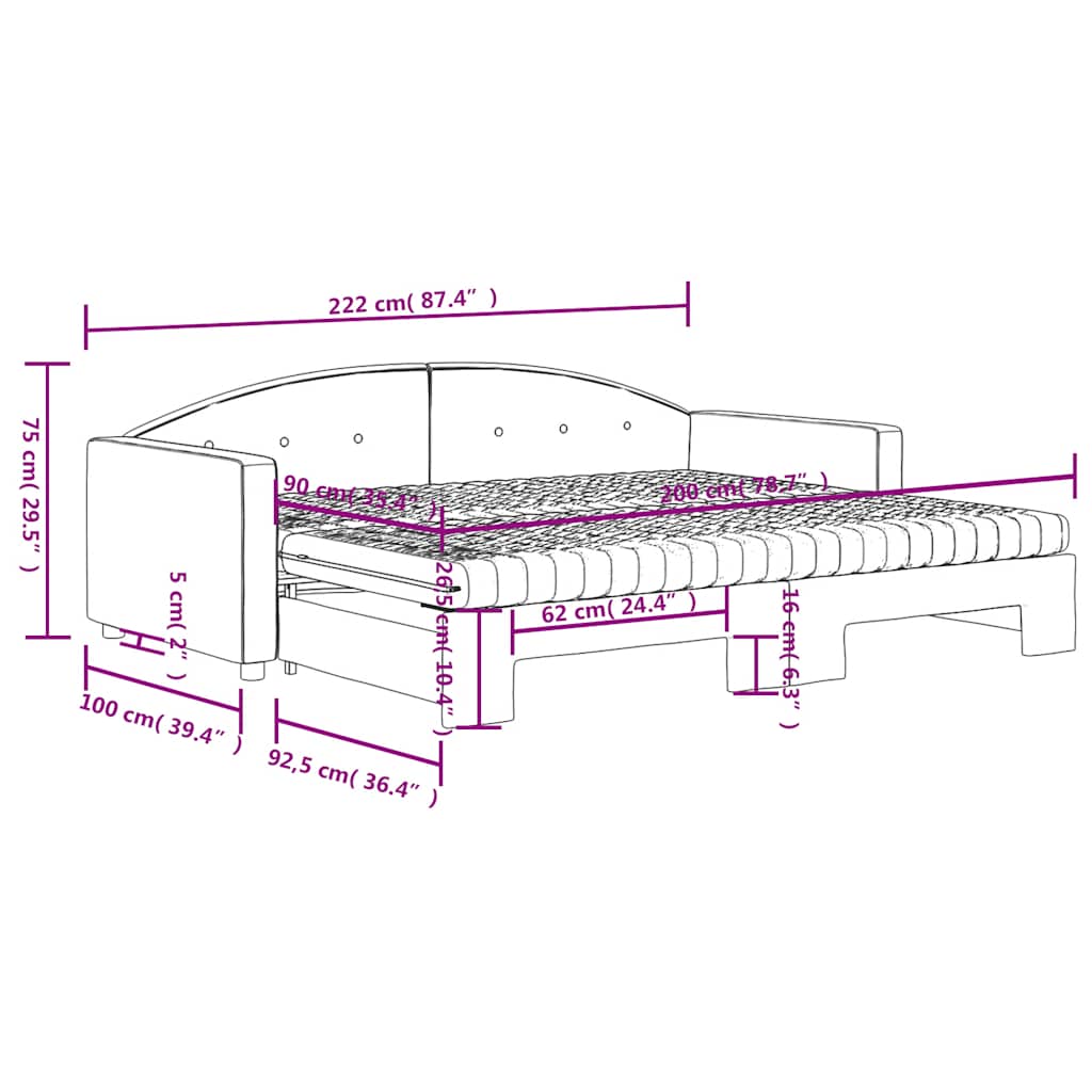 Dnevni krevet na razvlačenje tamnozeleni 90 x 200 cm baršunasti