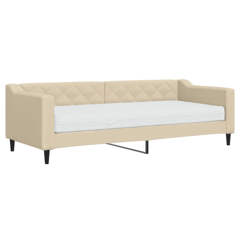 Dnevni krevet s madracem krem 80 x 200 cm od tkanine