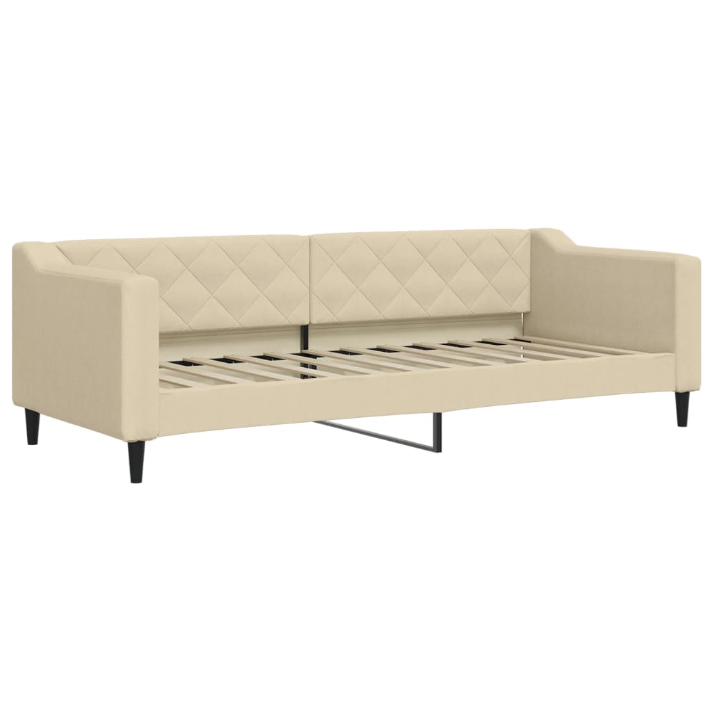 Dnevni krevet s madracem krem 80 x 200 cm od tkanine