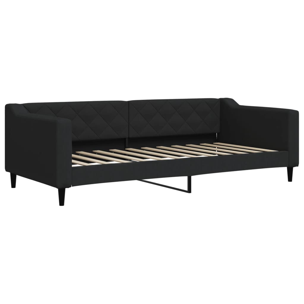 Dnevni krevet s madracem crni 90 x 200 cm od tkanine