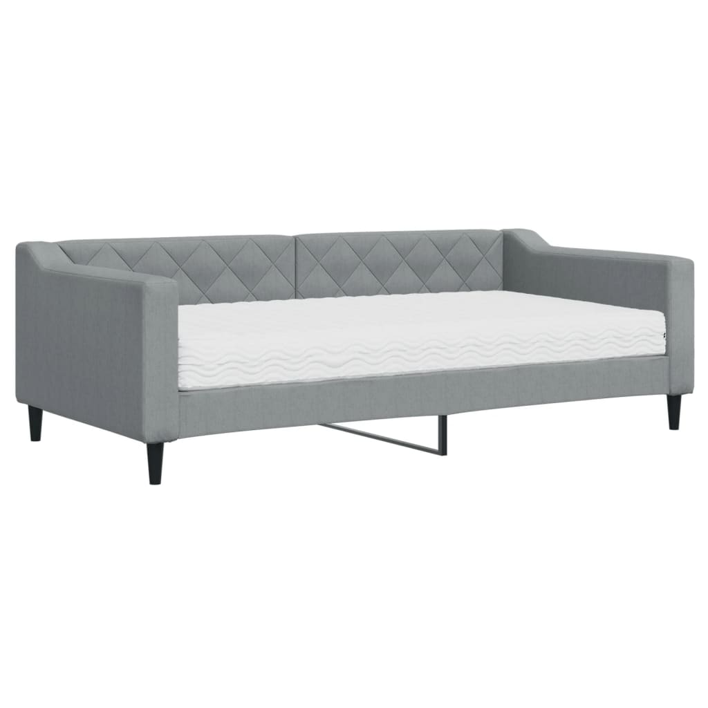 Dnevni krevet s madracem svjetlosivi 90 x 190 cm od tkanine