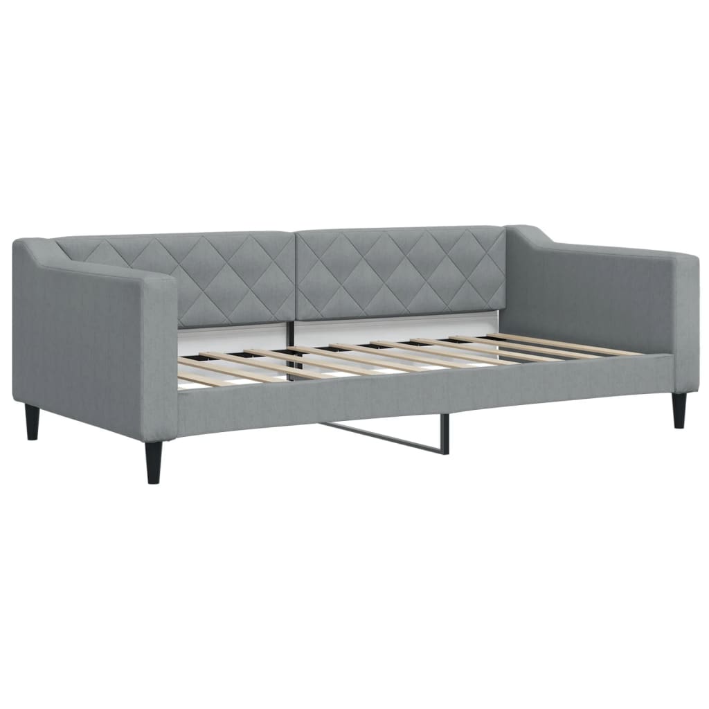 Dnevni krevet s madracem svjetlosivi 90 x 190 cm od tkanine