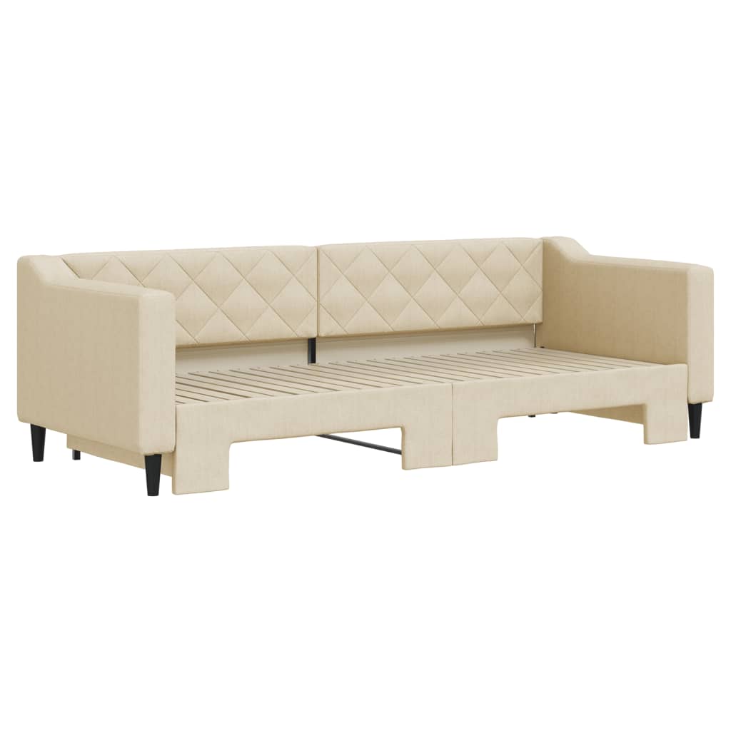 Dnevni krevet na razvlačenje krem 80 x 200 cm od tkanine